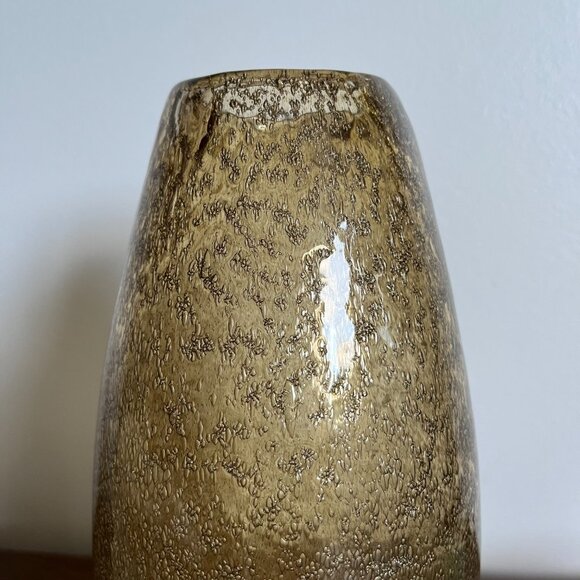 Murano Bubble Glass Vase Oval Shape Yellow Brown Color 10" Tall - Picture 3 of 14